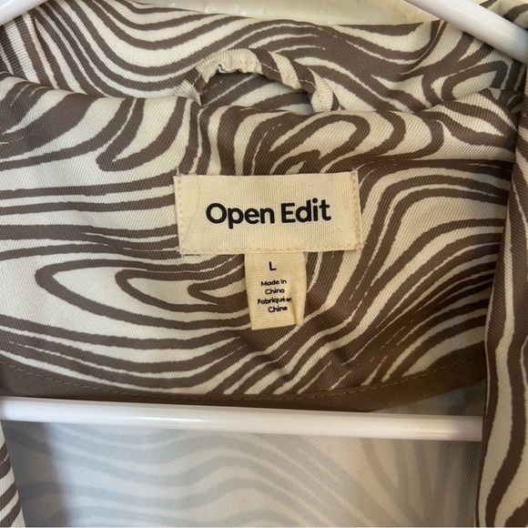 Open Edit Brown and Cream Patterned Trench Coat Lagenlook Artsy - Picture 4 of 12